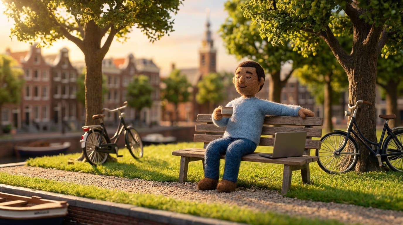 Ondernemer die ontspannen geniet, vrij van IT-zorgen